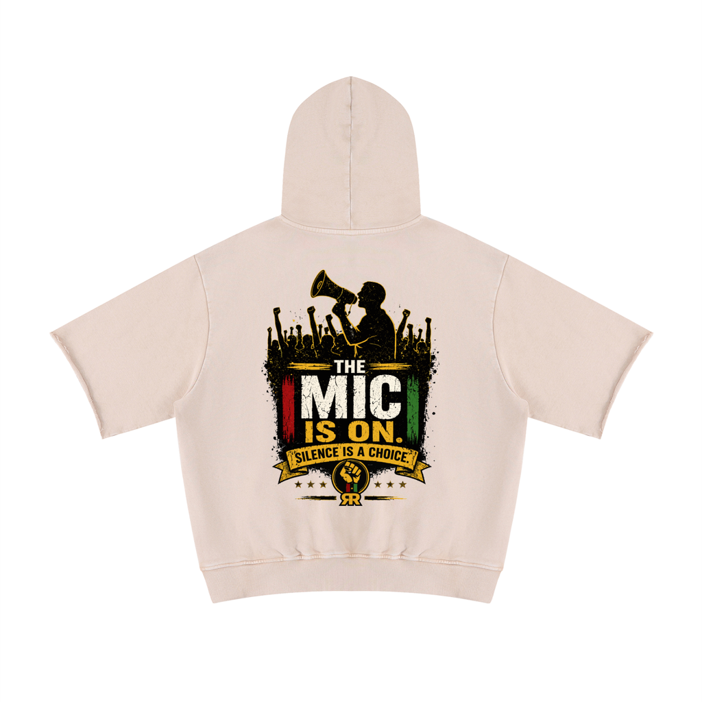 Resolution Revolution "Crowd Mic" Unisex Mineral Wash Short Sleeve Hoodie