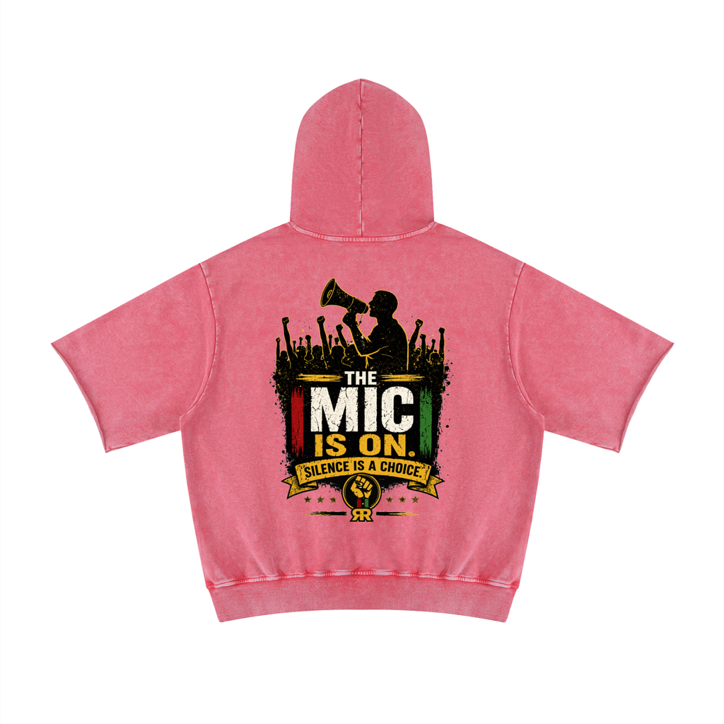 Resolution Revolution "Crowd Mic" Unisex Mineral Wash Short Sleeve Hoodie