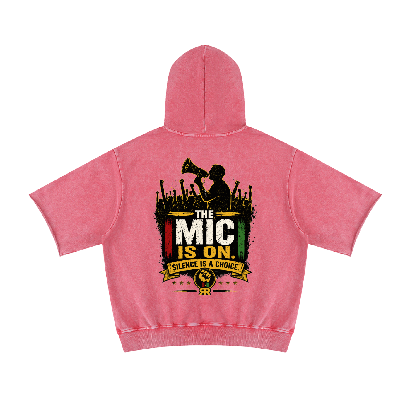Resolution Revolution "Crowd Mic" Unisex Mineral Wash Short Sleeve Hoodie
