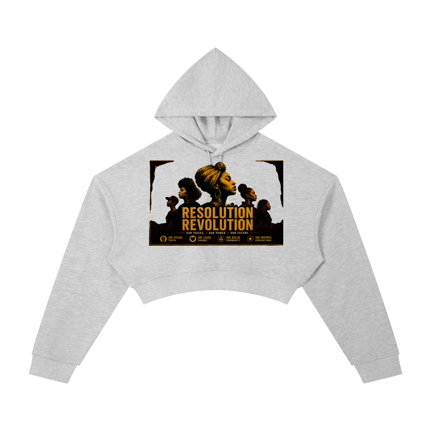 Resolution Revolution Women of the Movement" Essential Cropped Hoodie