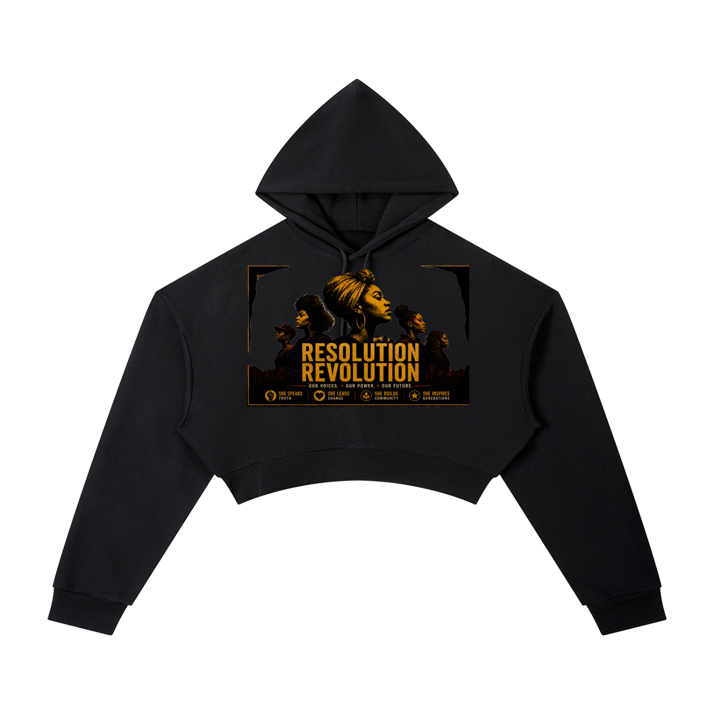 Resolution Revolution Women of the Movement" Essential Cropped Hoodie