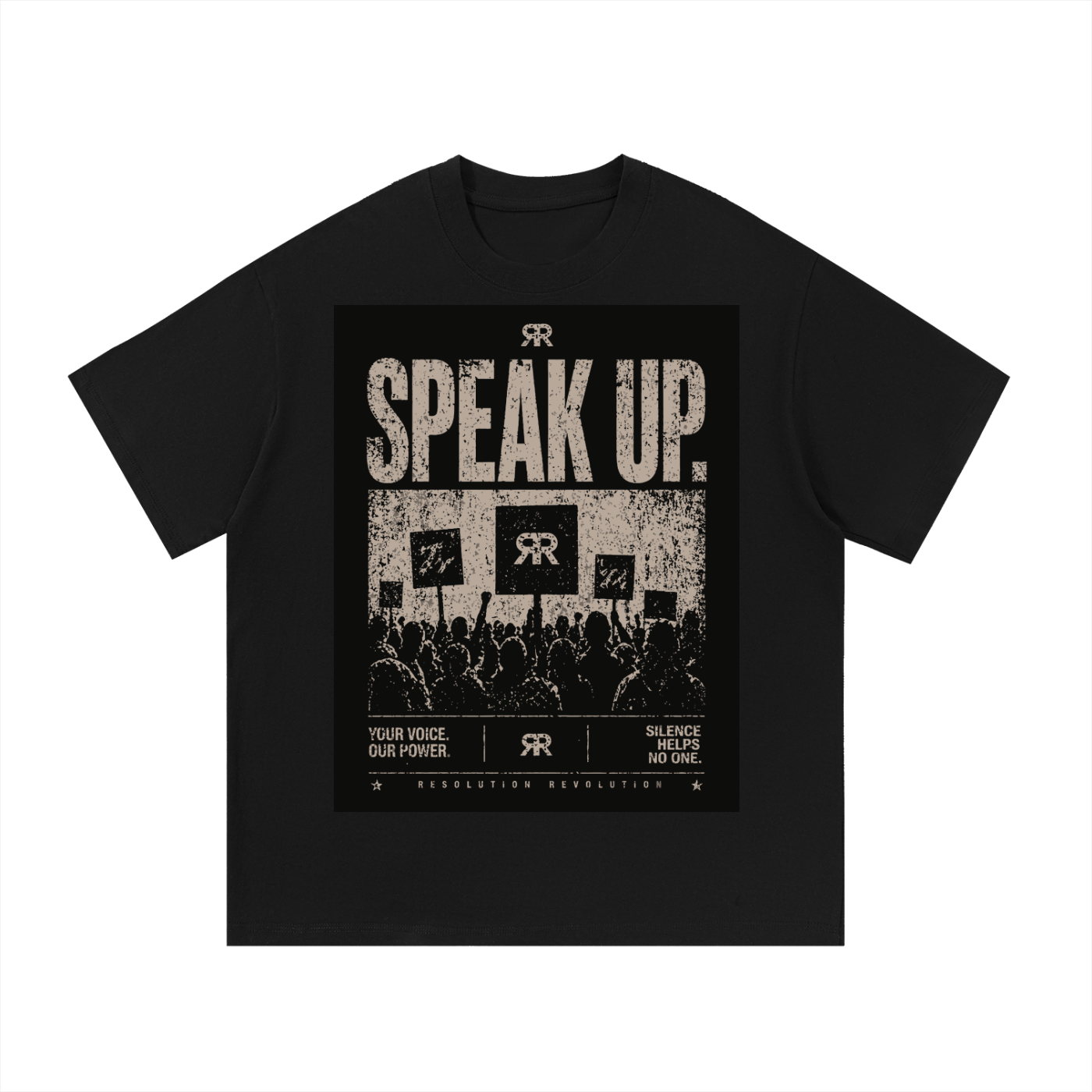 Resolution Revolution "Speak Up/Mic" Essential Cotton T-Shirt