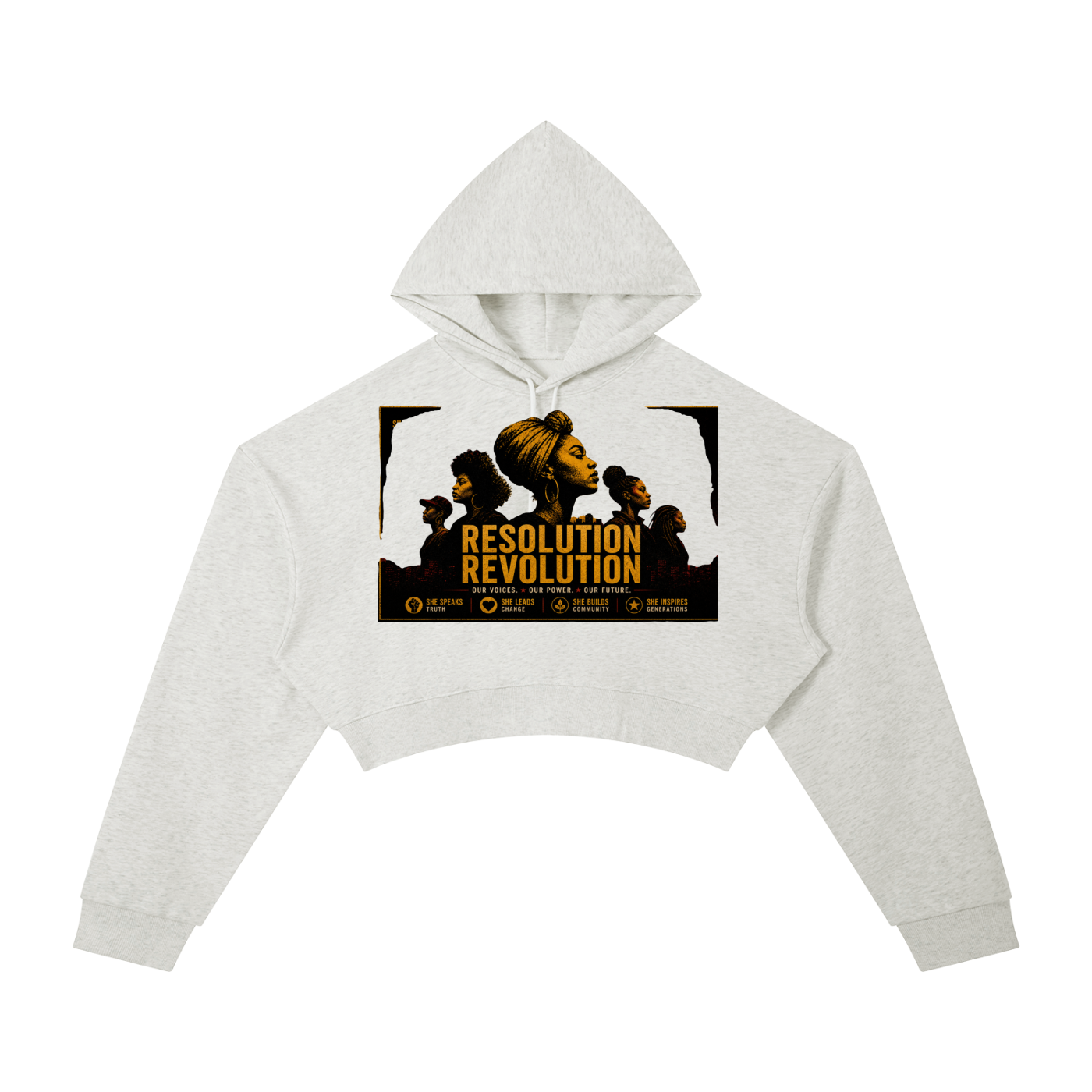 Resolution Revolution Women of the Movement" Essential Cropped Hoodie