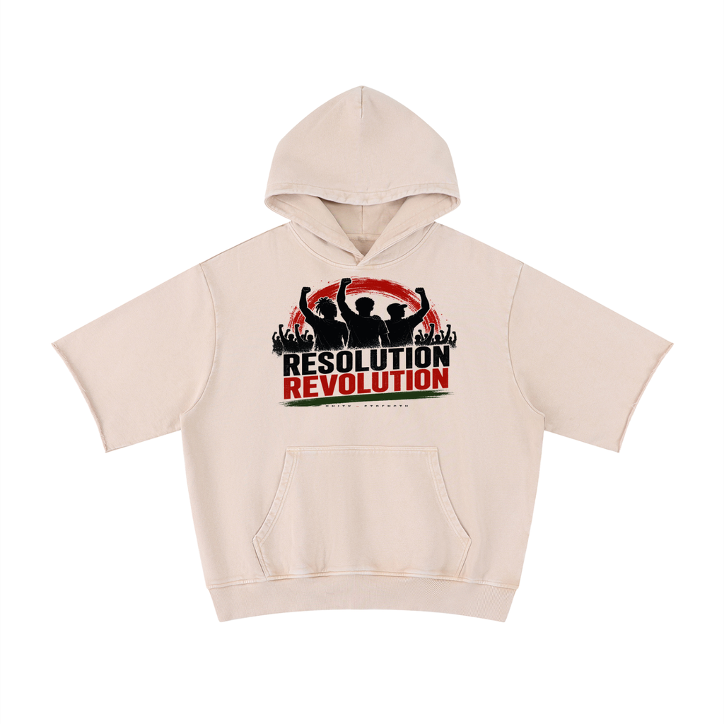 Resolution Revolution "Crowd Mic" Unisex Mineral Wash Short Sleeve Hoodie